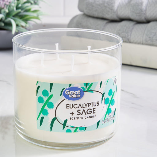 Eucalyptus & Sage 3 Wick Candle - Scenttherapy