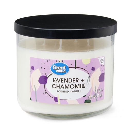 Lavender & Chamomile Scented 3 Wick Candle - Scenttherapy