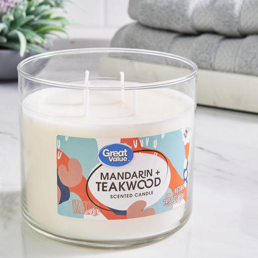 Mandarin & Teakwood Candle Scented 3 Wick Candle - Scenttherapy