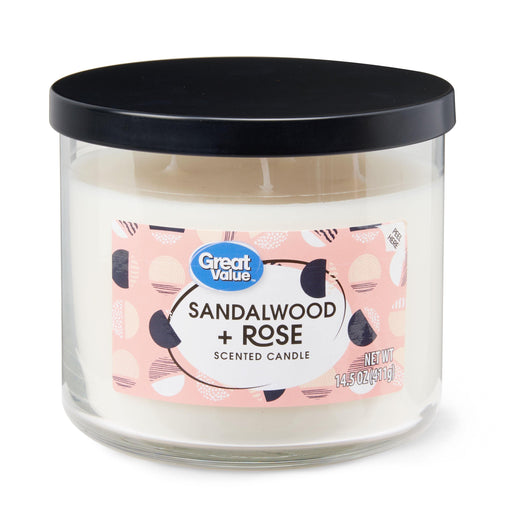 Sandalwood & Rose Scented Scented 3 Wick Candle - Scenttherapy